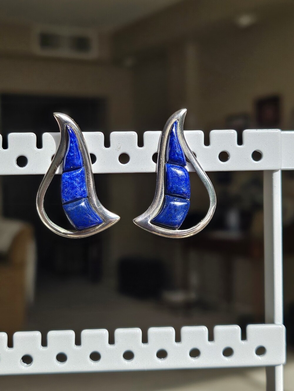 Blue Lapis Inlay Sterling Silver Earrings